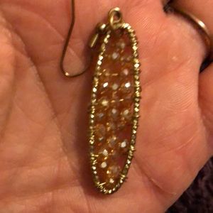 Rose Gold Crystal and Light topaz teardrop earrings.